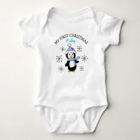 My First Christmas Penguin Snowflakes Baby Tee