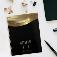 Gold and Black Minimalist Modern Trendy Chic 2024 Planner