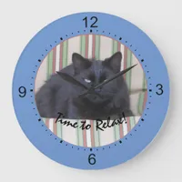 Clock - Black Cat on Cushions TEST4