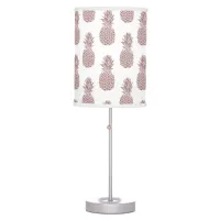 Girly Trendy Blush Pink Glitter Pineapple Pattern Table Lamp