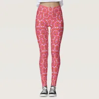 Funky Pink and Orange Geometric Pattern Leggings