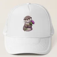 Watercolor Otter and Thistle Trucker Hat