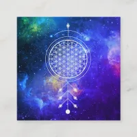 *~* Universe  Flower of Life  Yoga Reiki Astrology Square Business Card