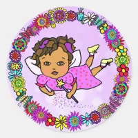 Pretty Purple Fairy with Wand Classic Round Sticker