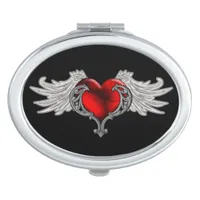 Goth Heart with Angel Wings Compact Mirror