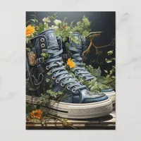 The Abandoned Sneakers Growing Flowers Postcard