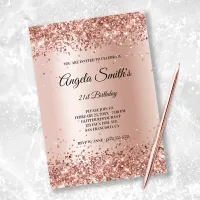 Faux Sparkly Rose Gold Glitter Foil Invitation