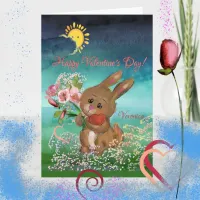 Bunny with flowers Valentine's Day Card