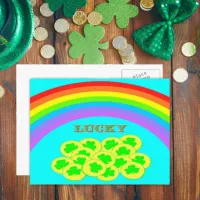 Lucky with Rainbows, Gold and Shamrocks Postcard