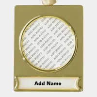 Customize Add Name Photo or Artwork Gold Plated Banner Ornament