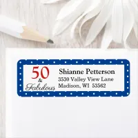 Elegant 50 & Fabulous 50th Birthday Blue Address Label