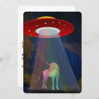 Unicorn Under UFO Rainbow Beam at Night, ZKoA Invitation