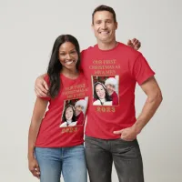Our First Christmas Mr & Mrs Red And Gold Photo T-Shirt
