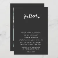 Simple Minimalist Script Sweet 16 Birthday Photo Invitation