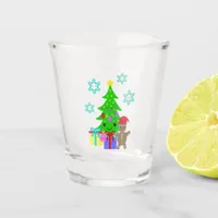 Cute Kawaii Face Christmas Tree Scene, ZSG Shot Glass