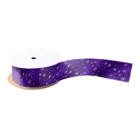 White Snowflakes with Blue-Purple Background Satin Ribbon