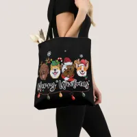 Merry Woofmas Typography Tote Bag