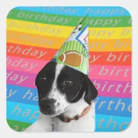 Happy Birthday Dog Colorful Text Banner Sticker
