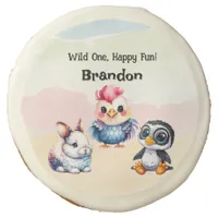 Wild One Happy Fun Woodland Animals Watercolor Sugar Cookie