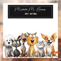 Funny Crazy Cats Dogs Pet Sitter Business Modern  Window Cling