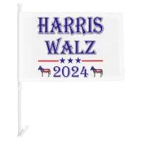 Harris Walz 2024 USA Democrat Donkeys Car Flag