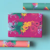 Bright Rainbow Floral Wedding Wrapping Paper Sheets