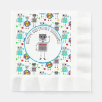 Personalized Boy's Birthday Robot  Napkins