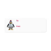 Cute Cartoon Girl Penguin  Label