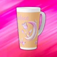 Pretty Pink- Moon, Butterfly, Floral - Monogram | Latte Mug