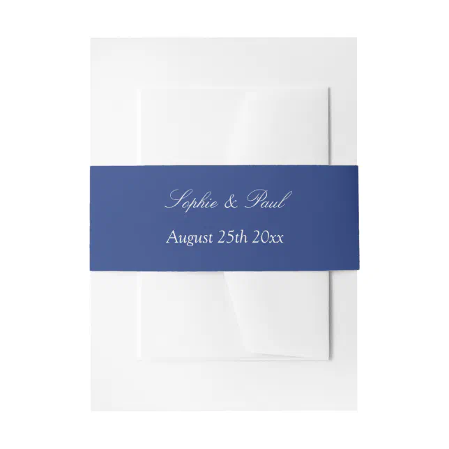 Dark Blue Wedding Invitation Belly Band