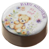 Teddy Bear in Flowers Girl's Baby Shower Chocolate Covered Oreo