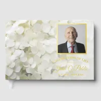 White Hydrangea Flowers Celebration of Life Foil Guest Book