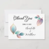 Ethereal Beauty Soft Tone Whimsical Pastel Leaves Thank You Card