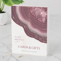 Agate Geode Glitter Cards & Gifts Burgundy  ID647 Wooden Box Sign