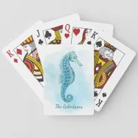 Seahorse Ocean Watercolor Personalized Poker Cards