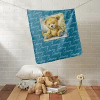 Watercolor Illustration Teddy Bear Personalized Baby Blanket