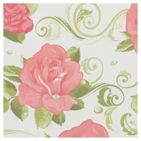 Pretty Floral Shabby Chic Pink Roses Pattern Fabric