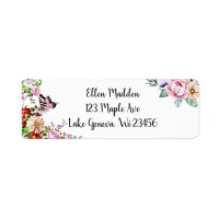 Pretty Floral Butterfly Label
