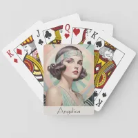 Art Deco Inspired Portrait Woman Lady Custom Poker Cards