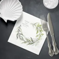 Silver Leaf Wreath Wedding Sage Green ID876 Napkins