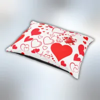 Simple Red Hearts Romantic Love On White | Pet Bed