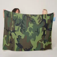 Military Green Camouflage Pattern Fleece Blanket