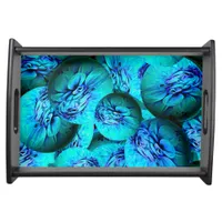 Turquoise planets - abstract pattern in 3D optics  Serving Tray