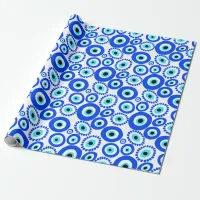 Greek Eye Blue White Pattern Wrapping Paper