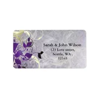 purple winter wedding leaves return address label