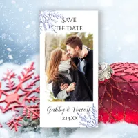 Blue Snowflake Winter Wedding Save the Date