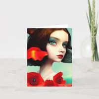 Lady With Poppies All Occasions Card