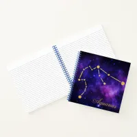 Gold Aquarius Constellation on Dark Galaxy | Notebook