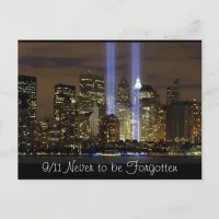 "New York City" 9/11 Tribute with Lights Postcard