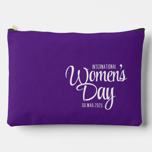 Purple Script International Women's Day March 8 Accessory Pouch